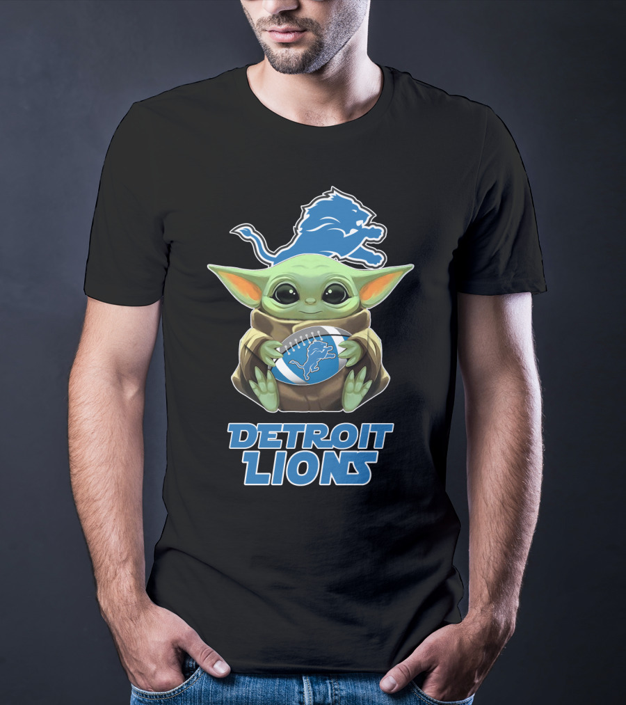 Detroit Lions Baby Yoda Football T-Shirt