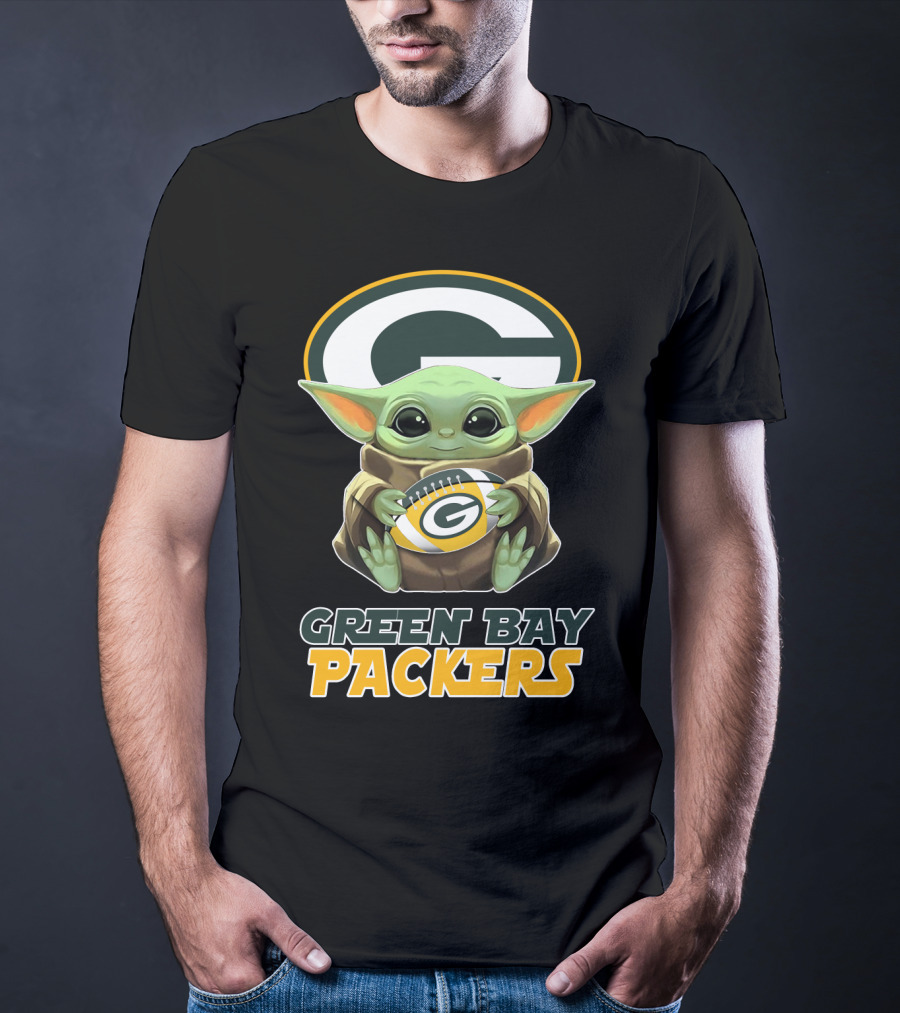 Green Bay Packers Baby Yoda Holding Football T-Shirt