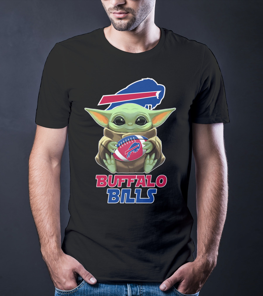 Buffalo Bills Baby Yoda Holding Football T-Shirt