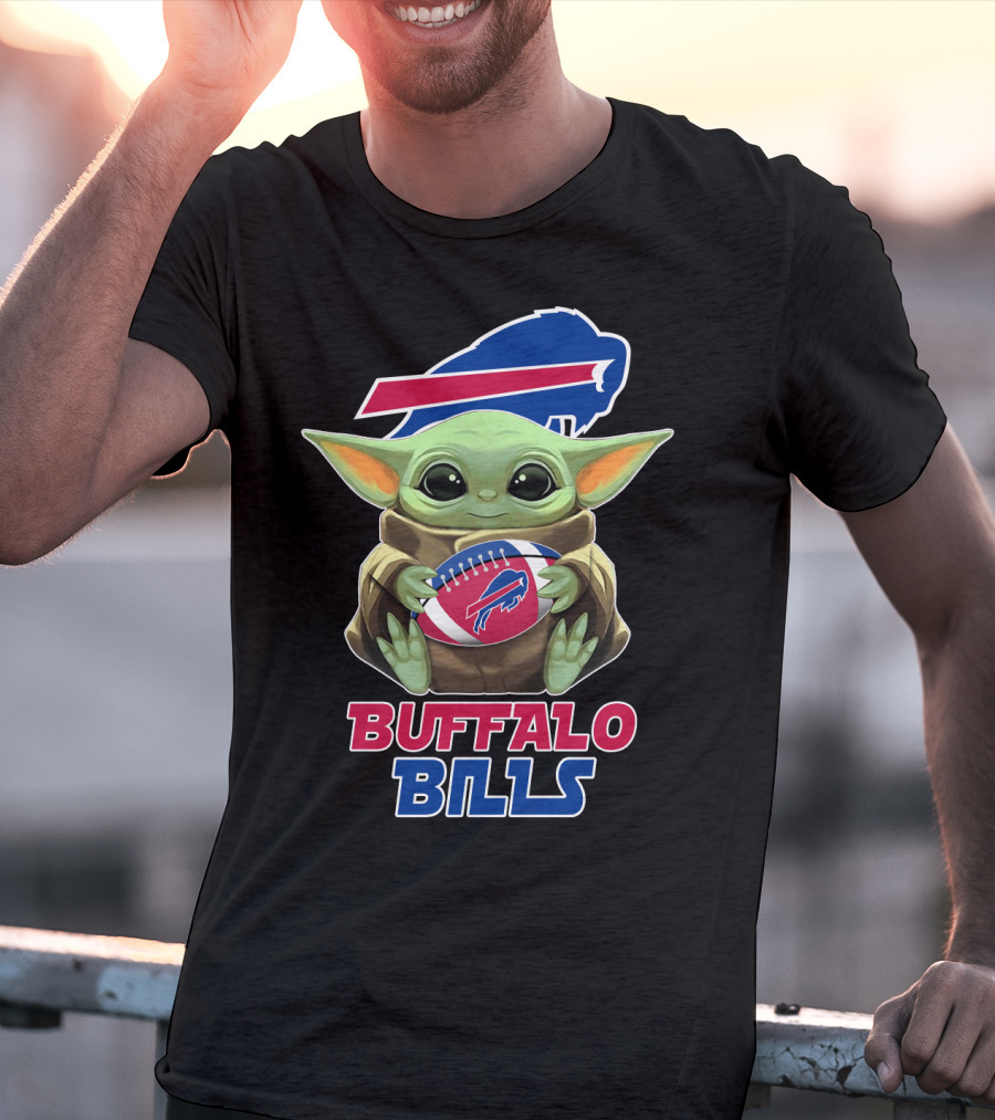Buffalo Bills Baby Yoda Holding Football T-Shirt