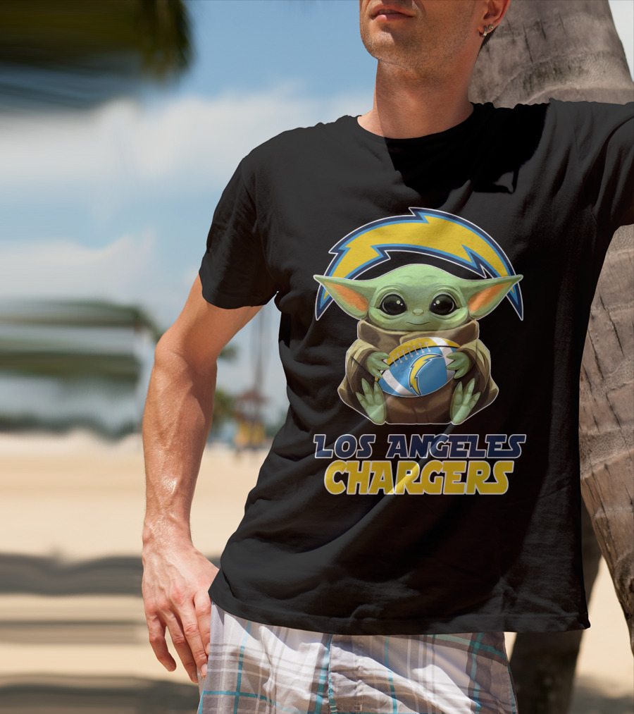 Los Angeles Chargers Baby Yoda Football T-Shirt