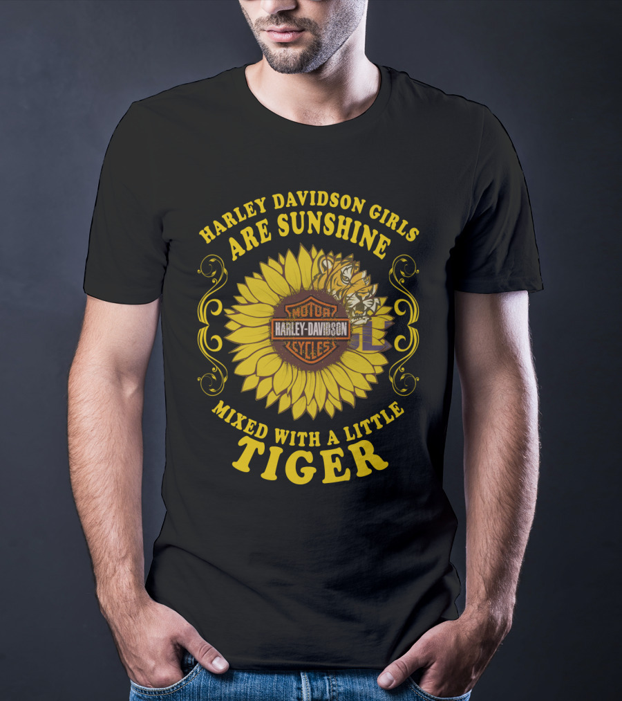 Harley Davidson Girls Are Sunshine Mixed With A Little Tiger T-Shirt