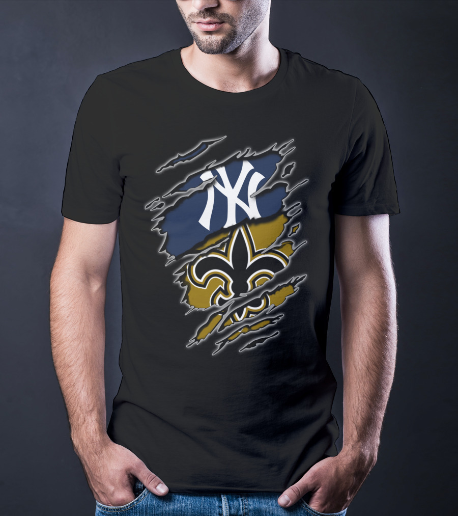 Yankees New York Saints New Orleans Fan Crossover T-Shirt