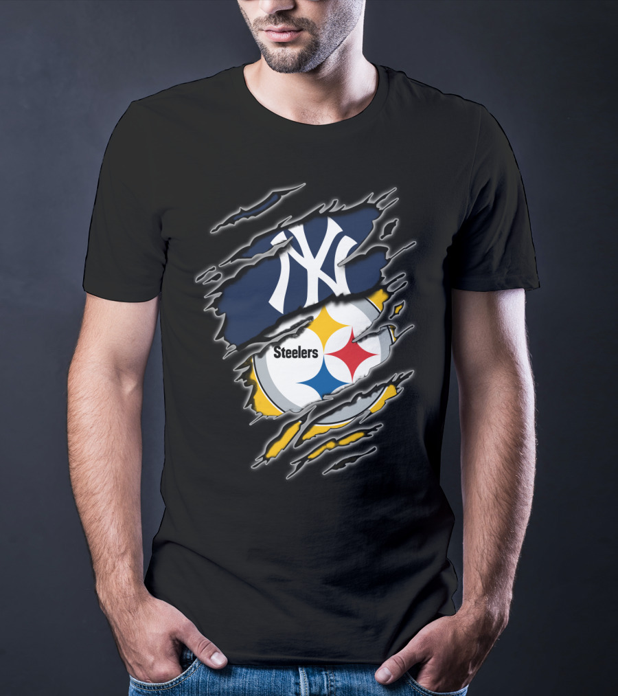 Yankees Steelers Fans Iconic Sports Logos T-Shirt