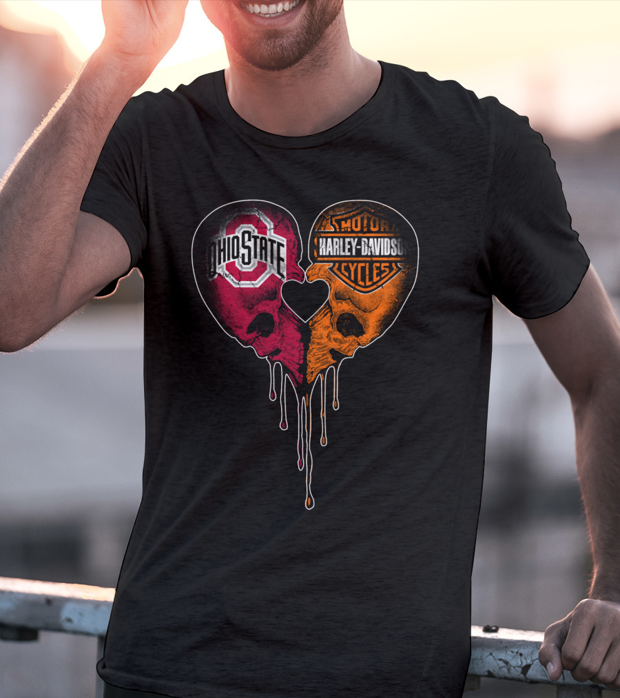Ohio State Harley Davidson Skull Heart T-Shirt