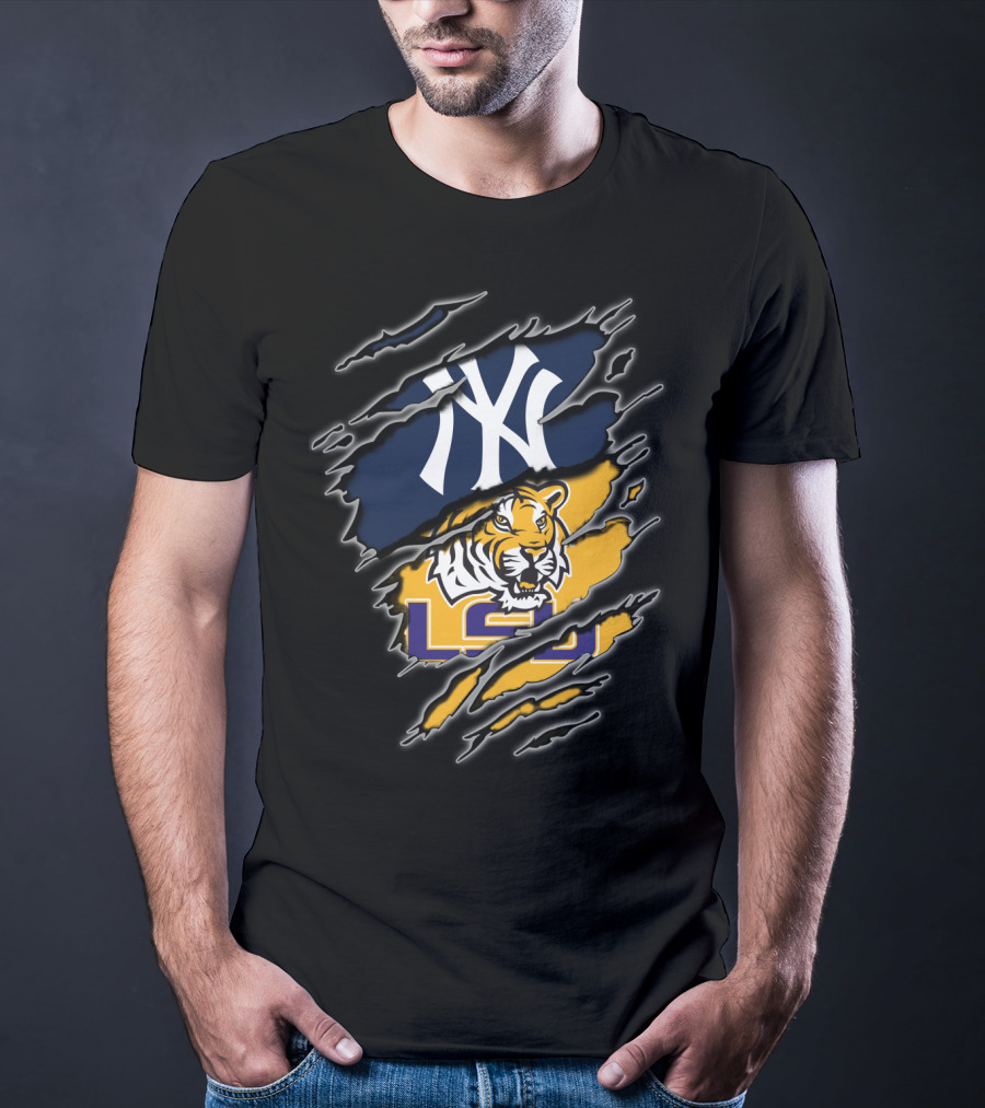 Yankees And Lsu Tigers Fan Fusion T-Shirt