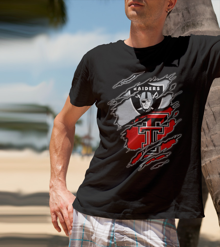 Las Vegas Raiders And Texas Tech Red Raiders Dual Fan Pride T-Shirt
