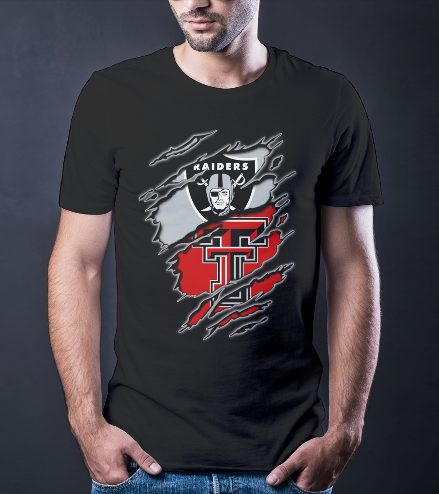 Las Vegas Raiders And Texas Tech Red Raiders Dual Fan Pride T-Shirt