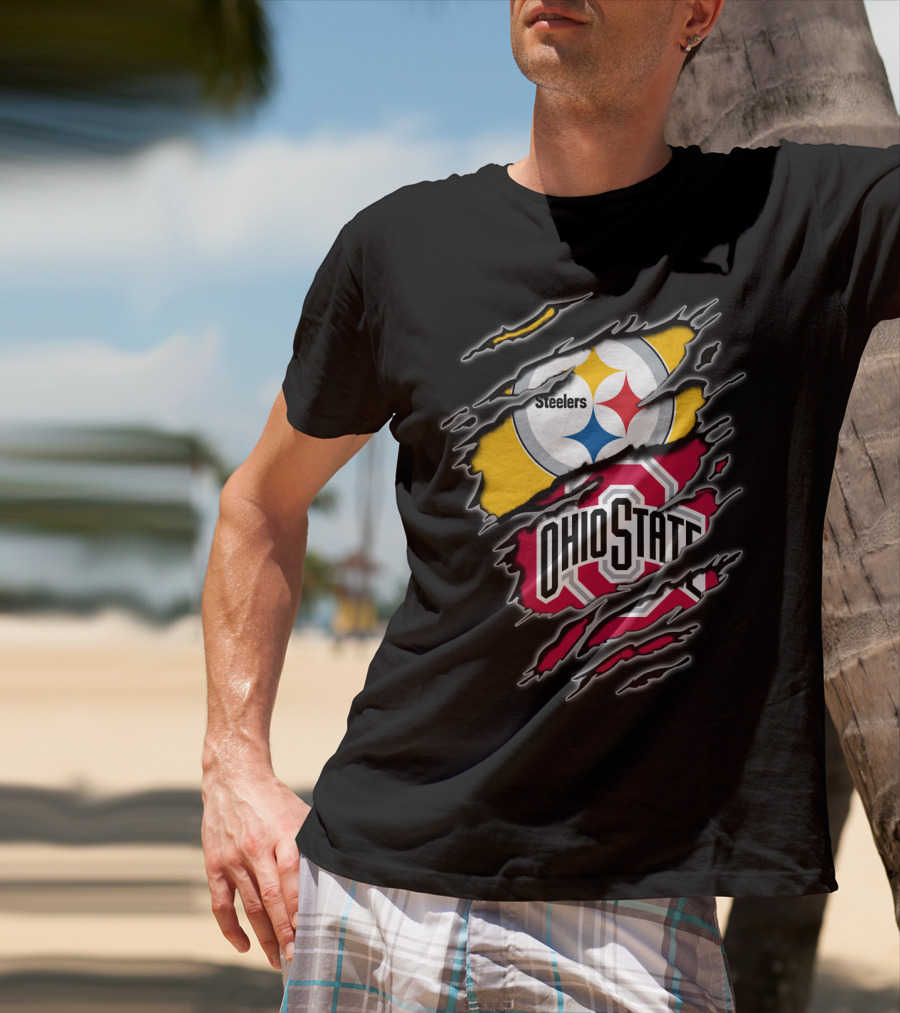 Steelers Ohio State Fan Crossover Claw Marks T-Shirt