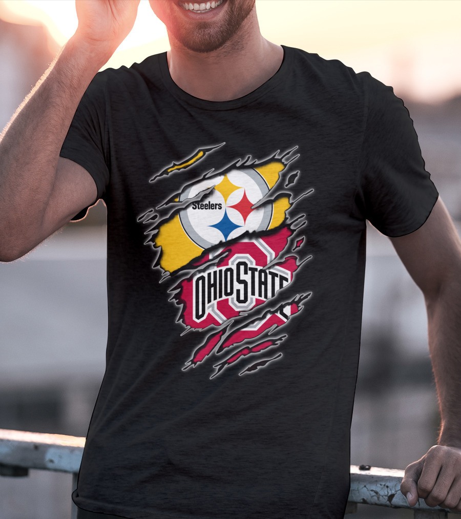 Steelers Ohio State Fan Crossover Claw Marks T-Shirt