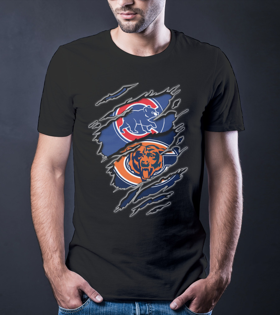 Chicago Cubs Bears Split Logo Design For Fans T-Shirt