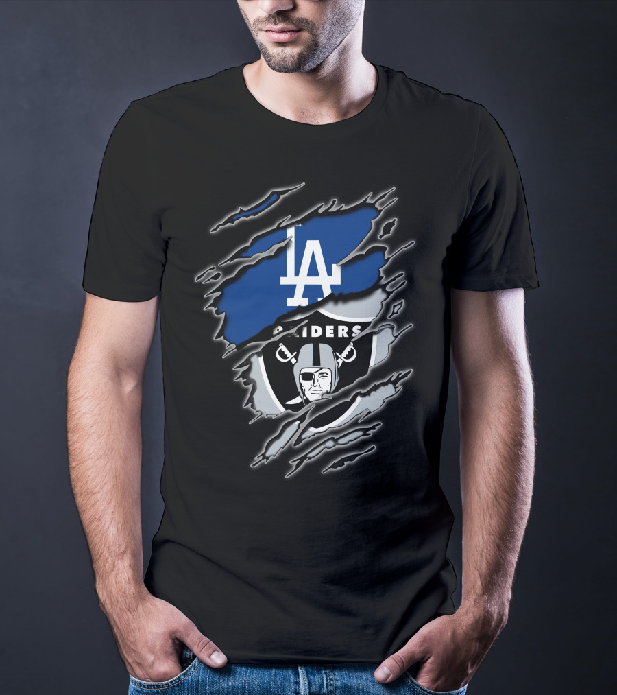 Los Angeles Dodgers Raiders Fan Mashup T-Shirt