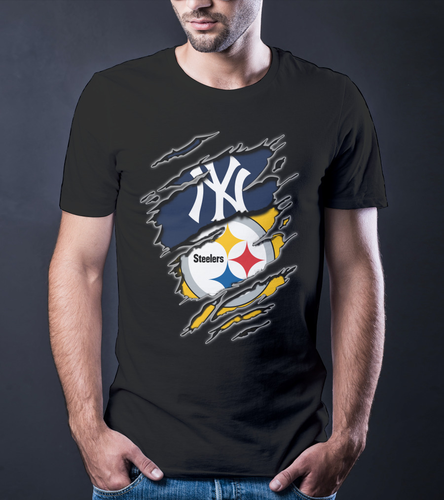 New York Yankees Pittsburgh Steelers Fan Fusion T-Shirt