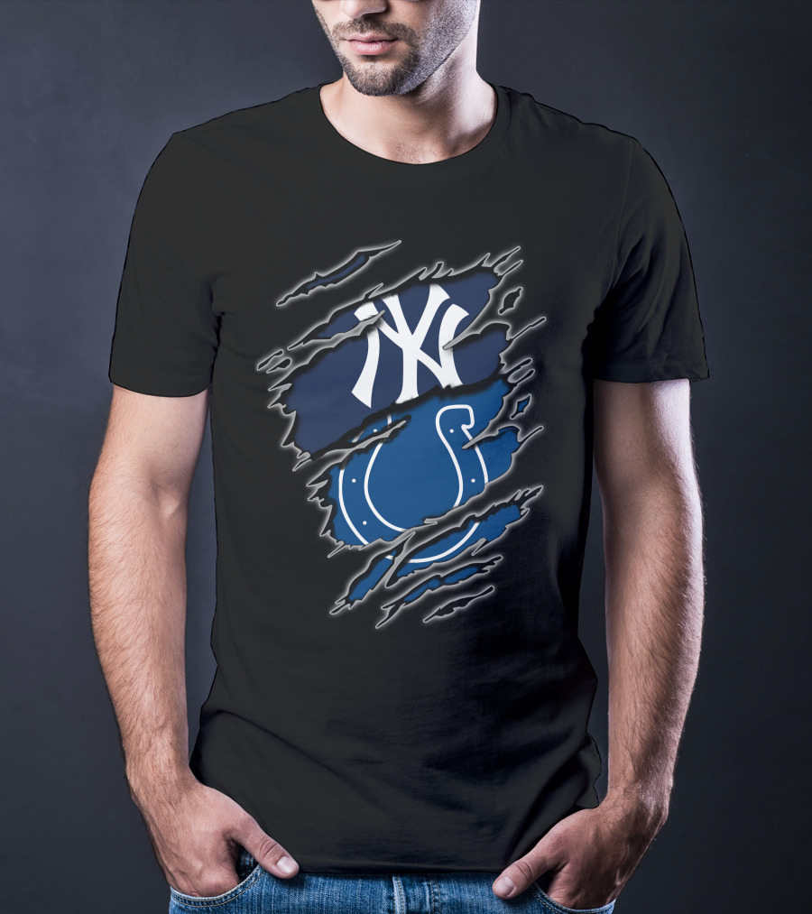 Yankees Colts Fan Crossover Claw Marks T-Shirt