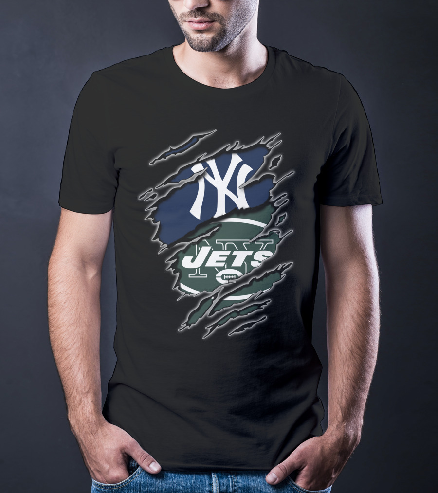 New York Yankees New York Jets Fan Dual Loyalty T-Shirt
