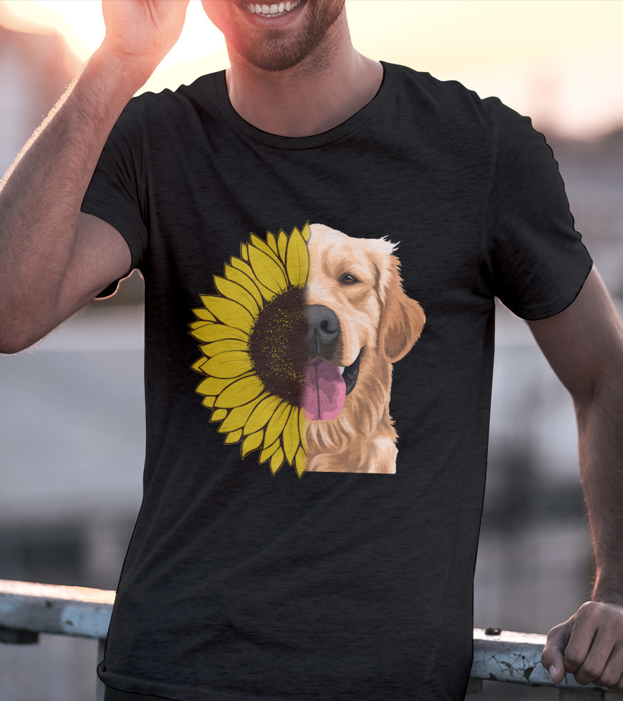 Golden Retriever And Sunflower Harmony T-Shirt