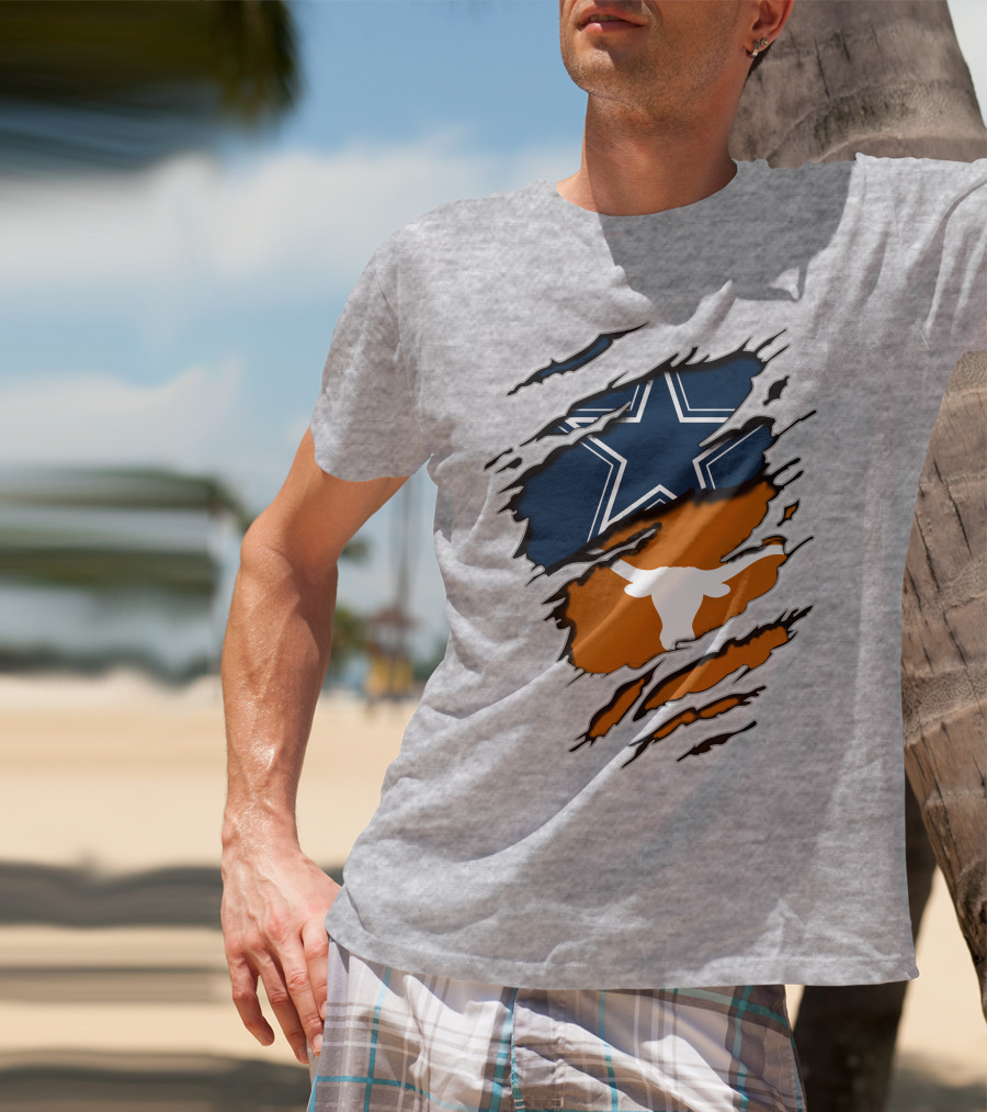Cowboys Longhorns Star And Bull Texas Pride T-Shirt