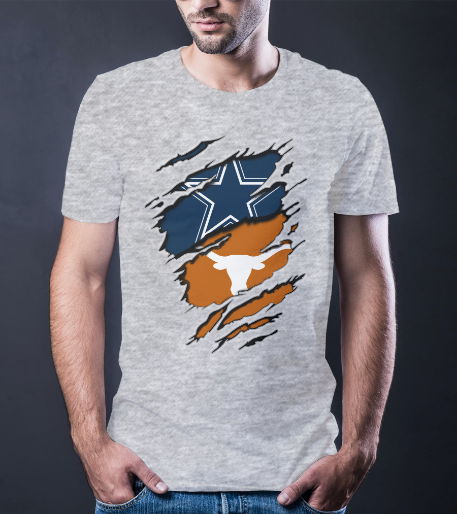 Cowboys Longhorns Star And Bull Texas Pride T-Shirt