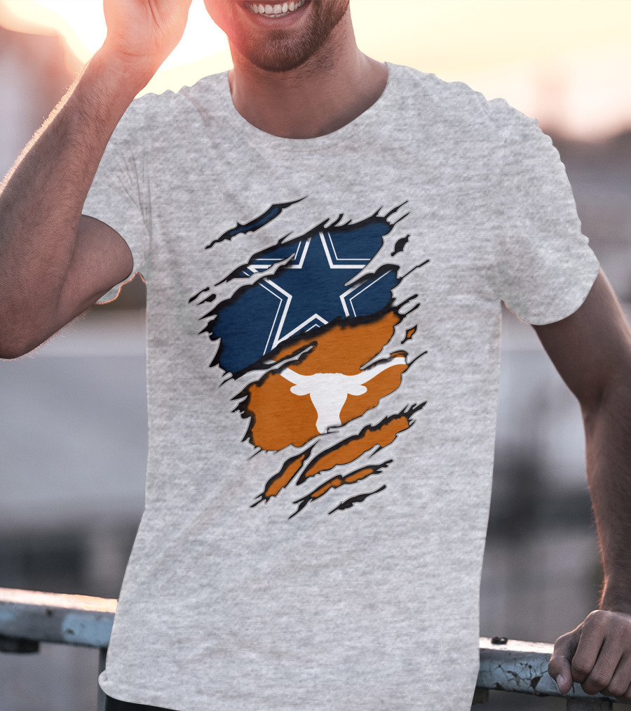 Cowboys Longhorns Star And Bull Texas Pride T-Shirt