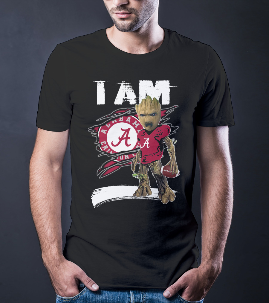 I Am Alabama Crimson Tide Football Fan Groot T-Shirt