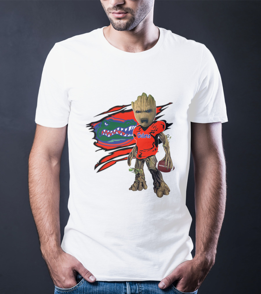I Am Gators Fan's Football Groot With Alligator T-Shirt