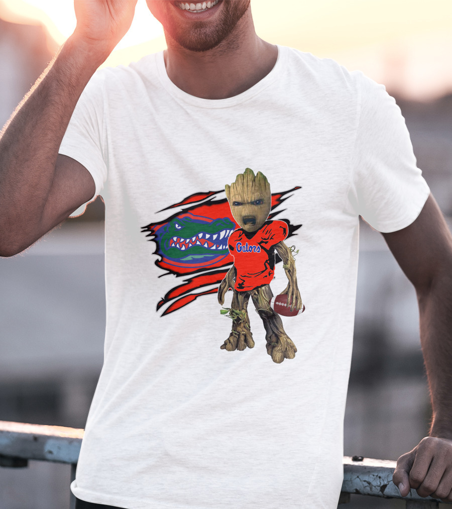 I Am Gators Fan's Football Groot With Alligator T-Shirt