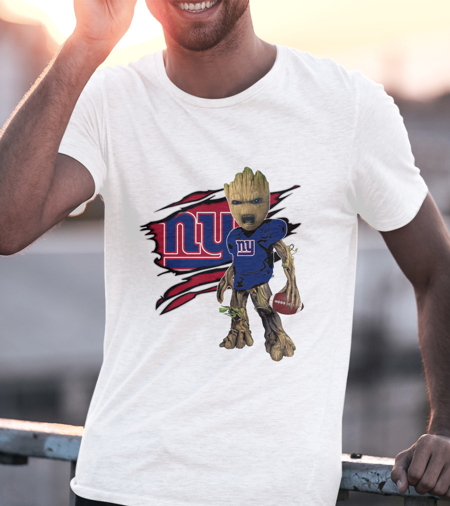 I Am Groot New York Giants Football Fan Mashup T-Shirt