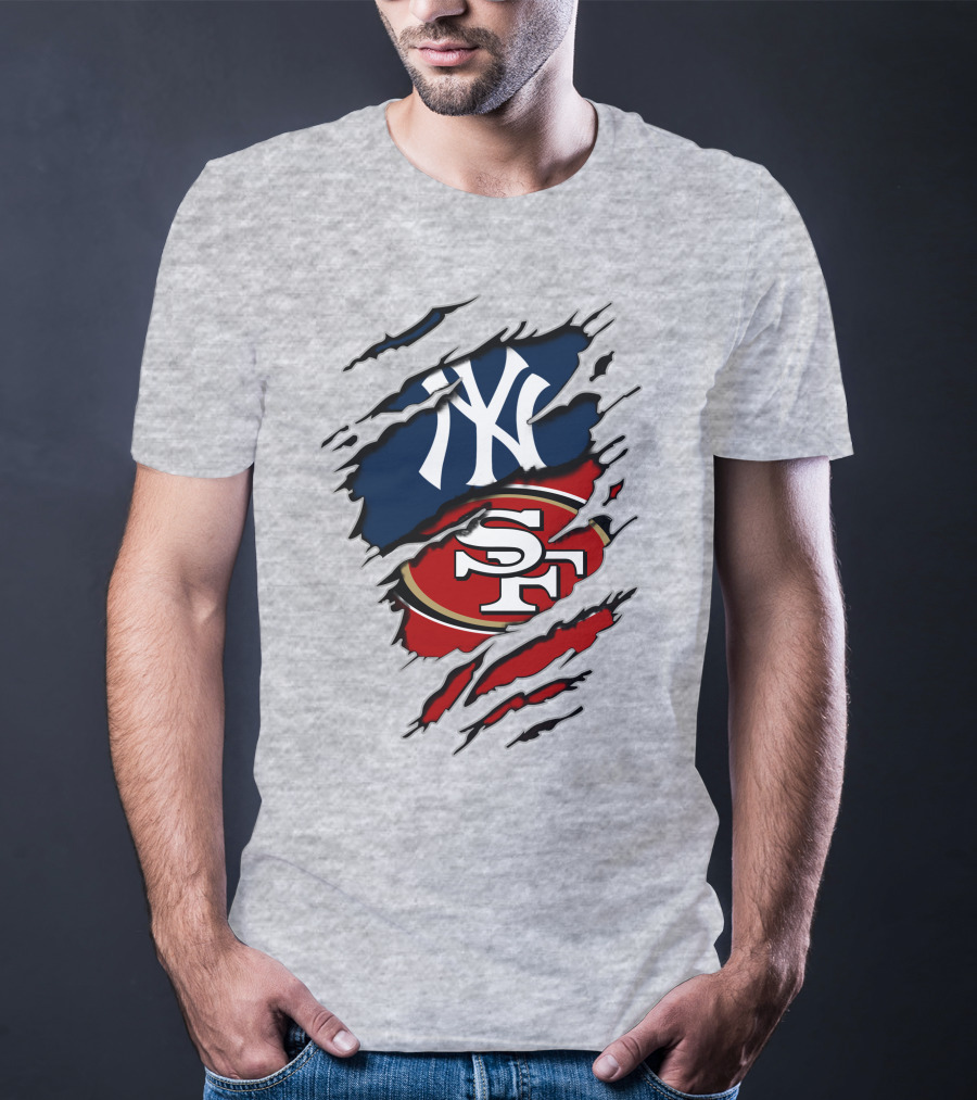 Yankees 49Ers NY SF Sports Logo Mashup T-Shirt