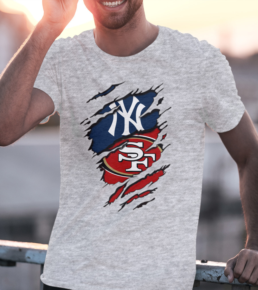 Yankees 49Ers NY SF Sports Logo Mashup T-Shirt