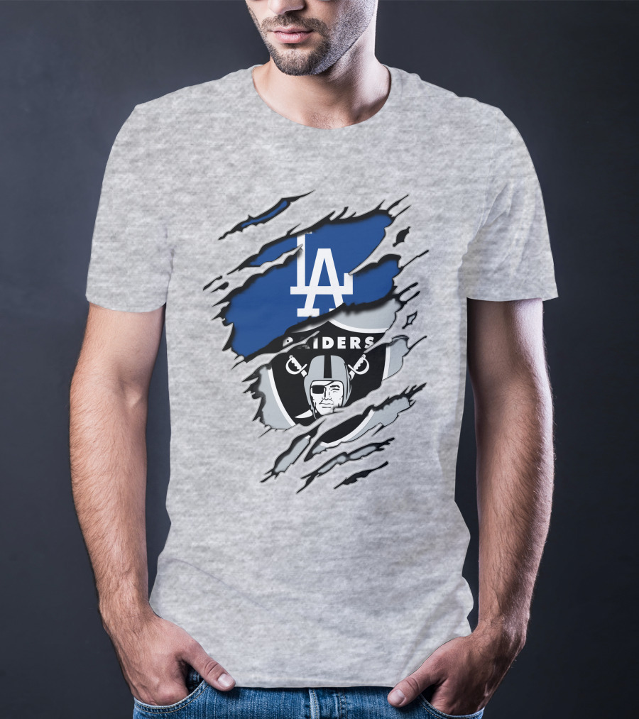 LA Dodgers Raiders Dual Logo Crossover T-Shirt