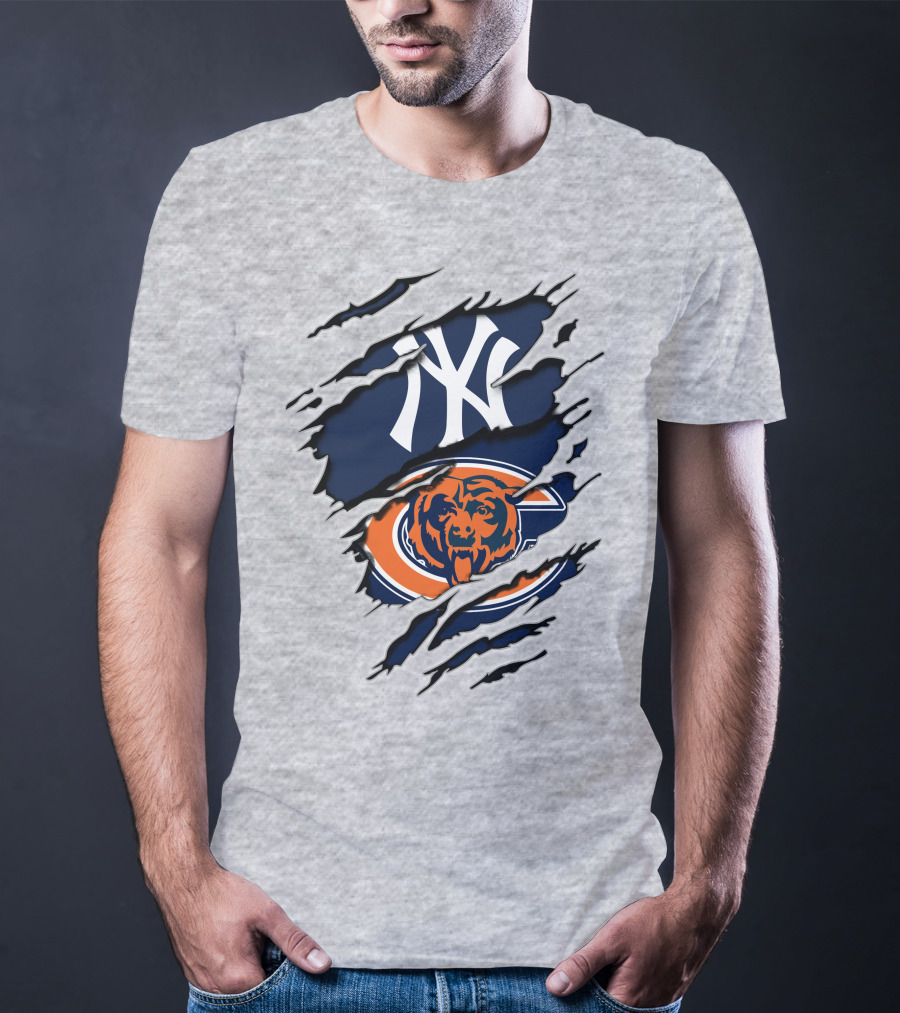 Yankees Logo And Chicago Bears Emblem Combination T-Shirt