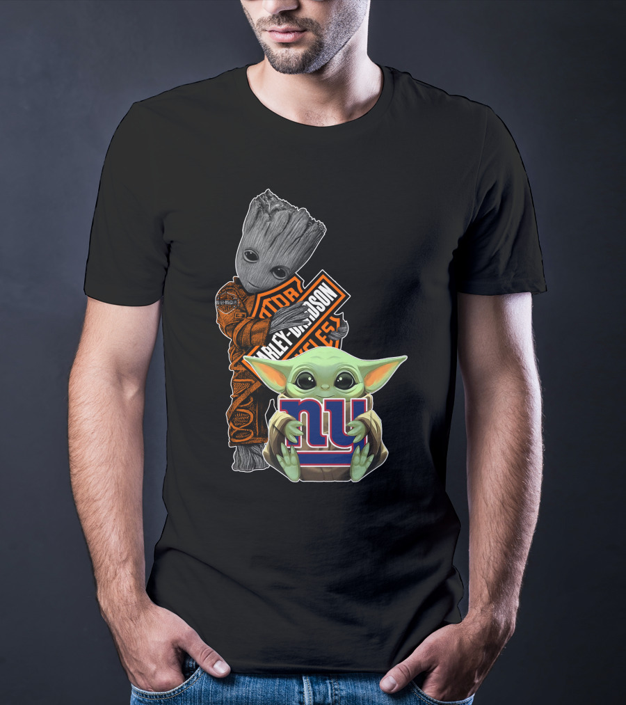 Groot Harley Davidson Baby Yoda New York Giants Icons T-Shirt