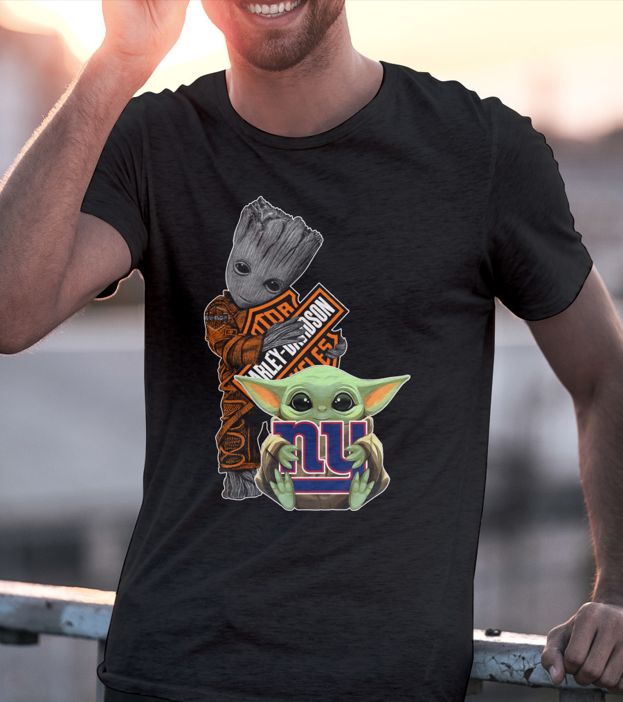 Groot Harley Davidson Baby Yoda New York Giants Icons T-Shirt