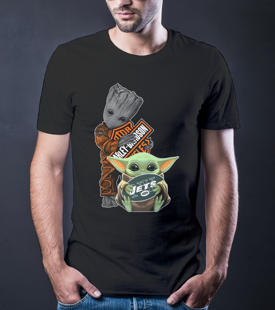 Groot Harley Davidson Baby Yoda Jets T-Shirt