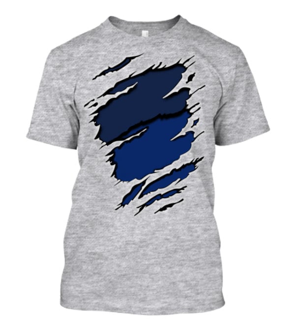Cow Cub Tiger Stripes Blue Torn Look T-Shirt