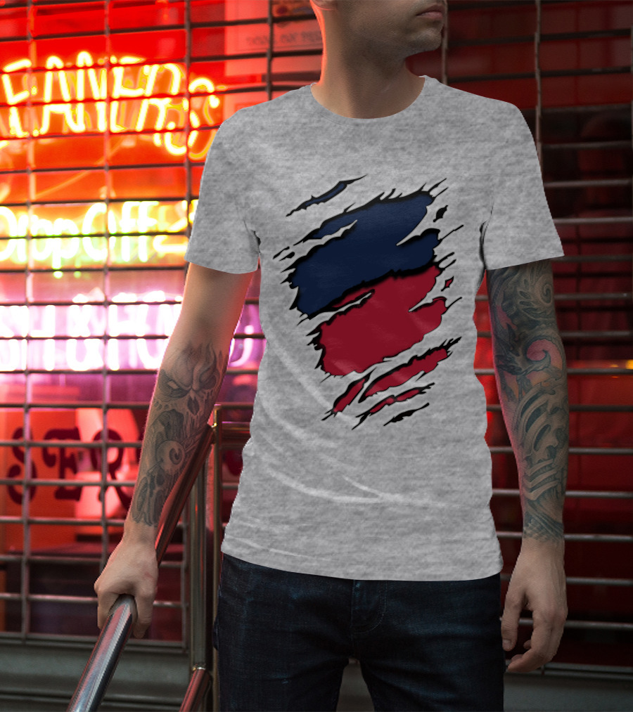 Yan Gia Blue And Red Claw Marks T-Shirt