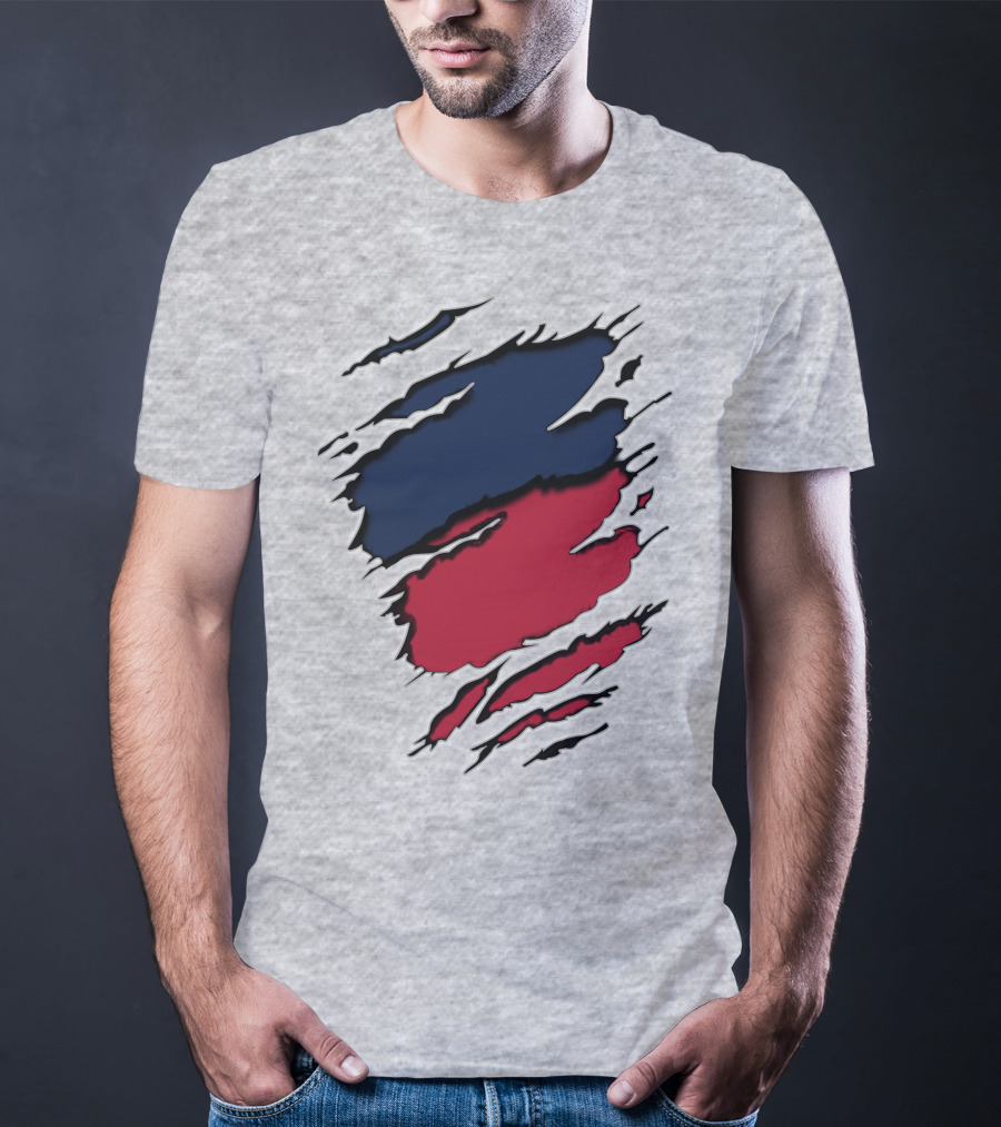 Yan Gia Blue And Red Claw Marks T-Shirt