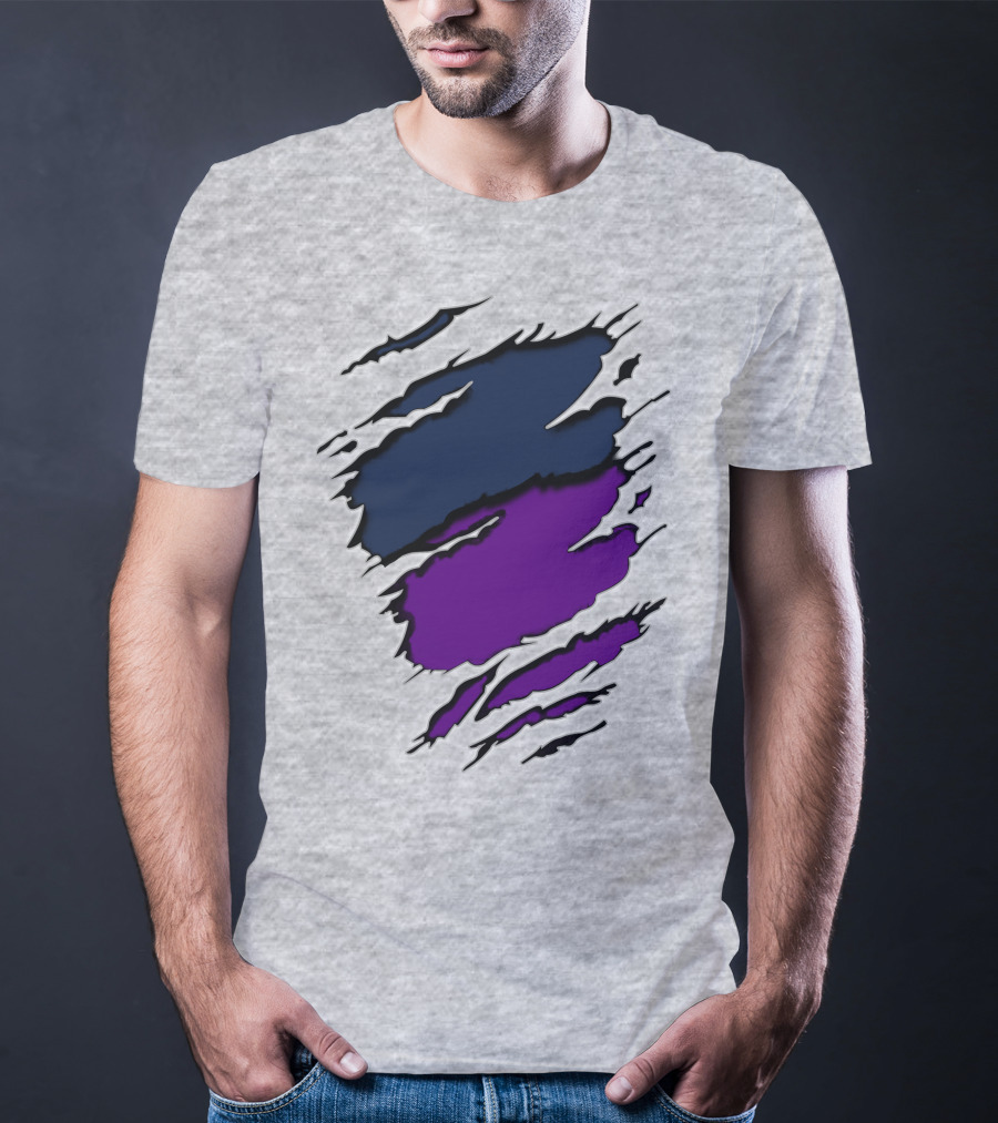 Yan Vik Blue And Purple Claw Marks T-Shirt