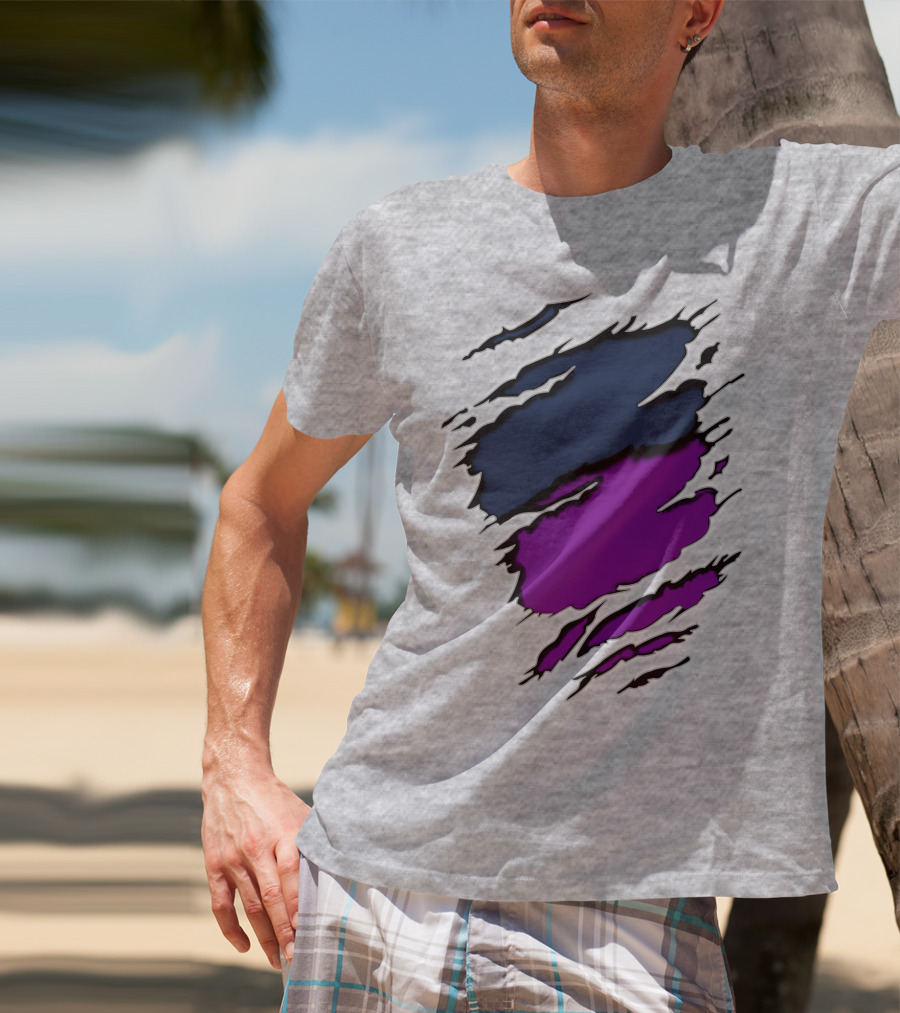 Viking Yawn Purple And Navy Claw Marks T-Shirt