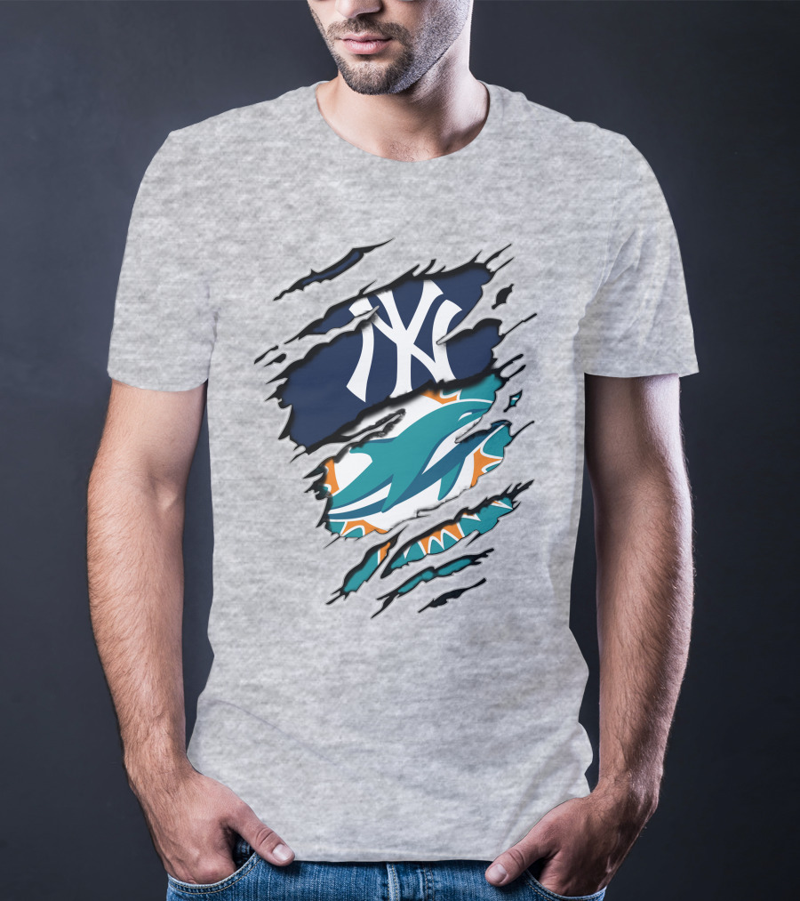 Yankees Dolphins Logo Mashup T-Shirt