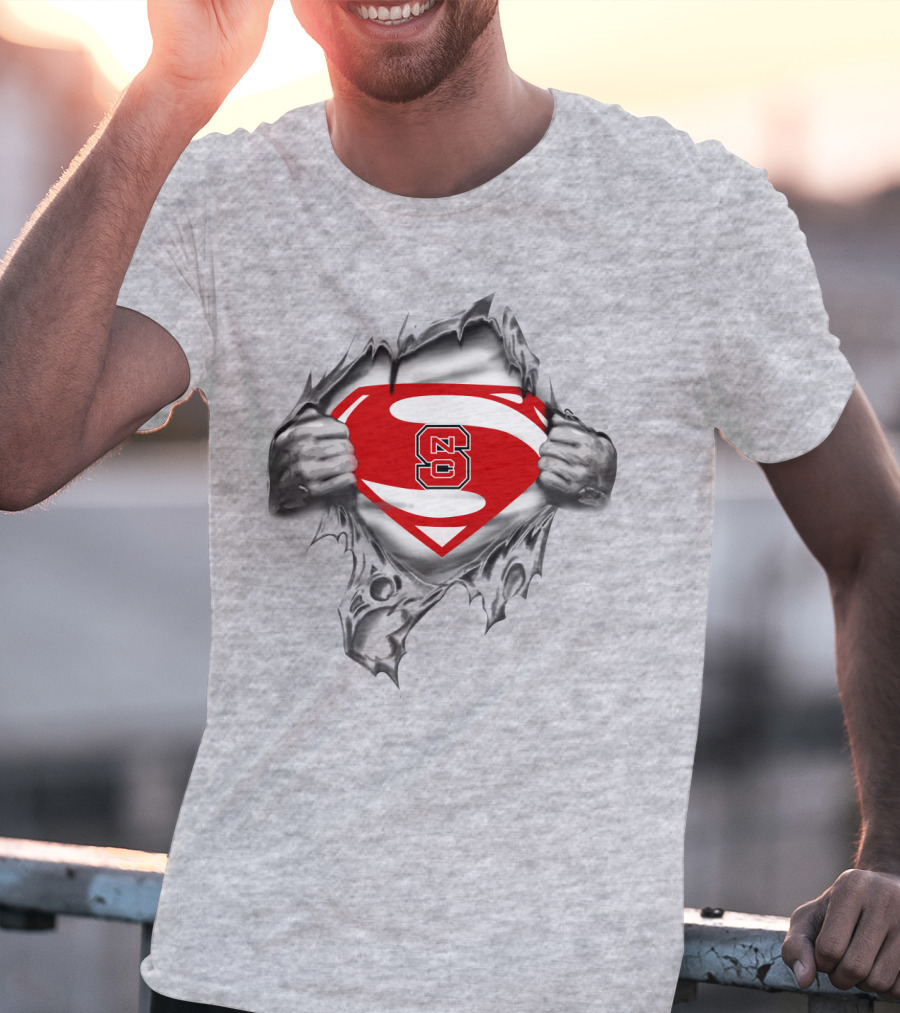 NC State Wolfpack Superman Logo Rip T-Shirt