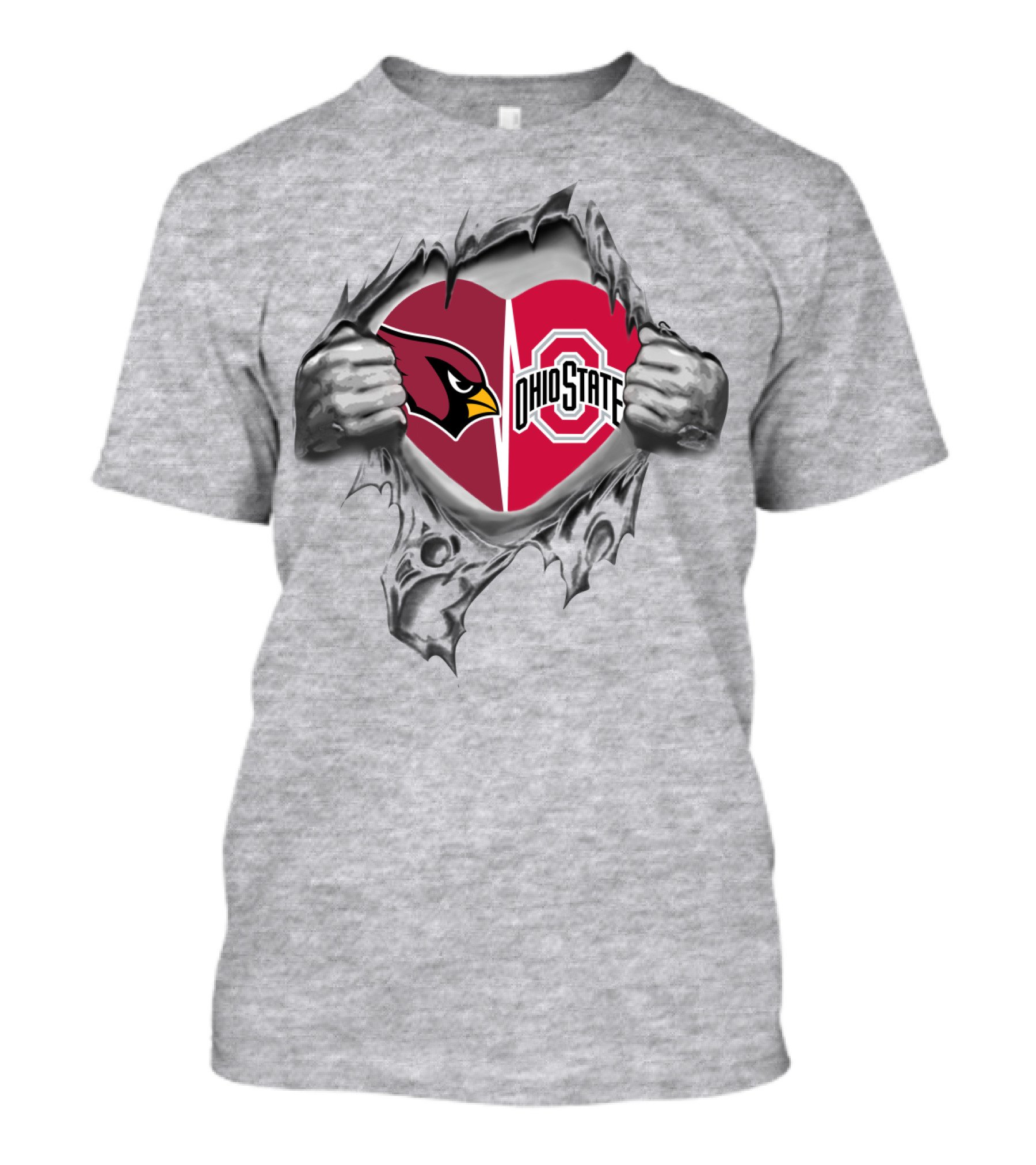 Cardinals Ohio State Heart Rip T-Shirt