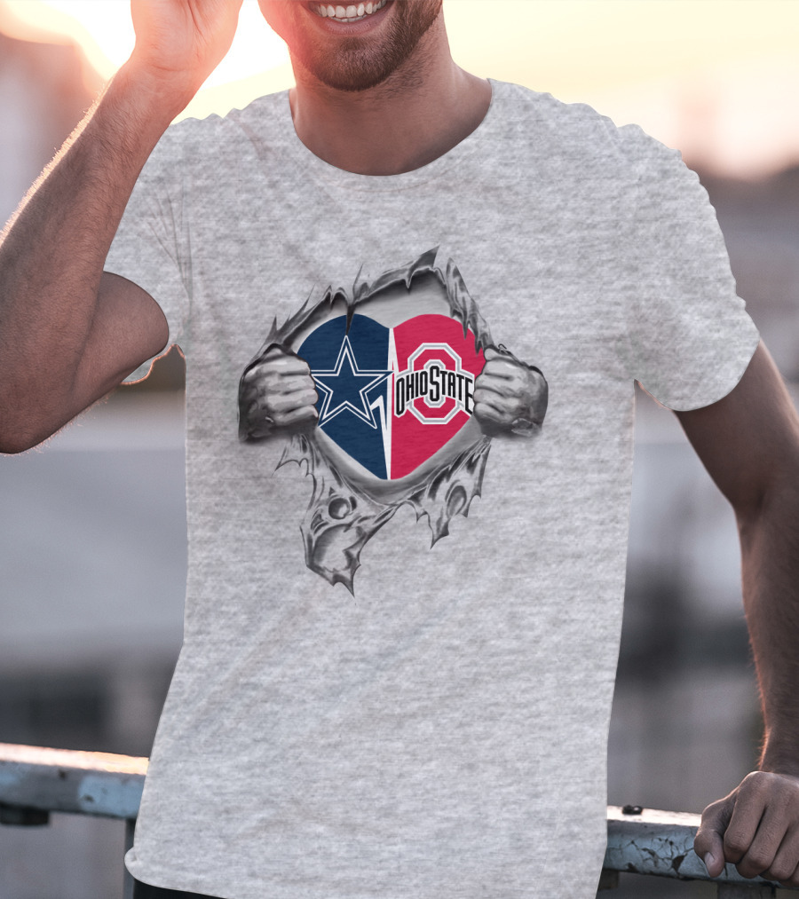 Cowboys Star Meets Ohio State Heart Football Passion T-Shirt