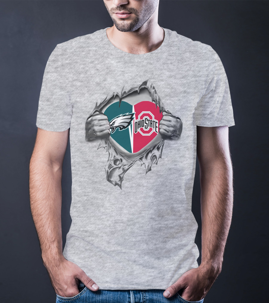 Philadelphia Eagles Ohio State Split Heart T-Shirt