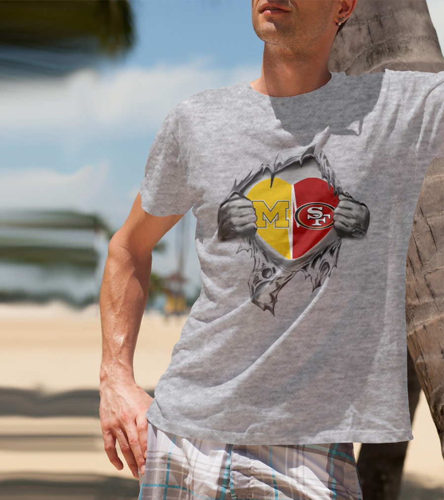M SF Heart Logo Rip 49Ers Michigan T-Shirt