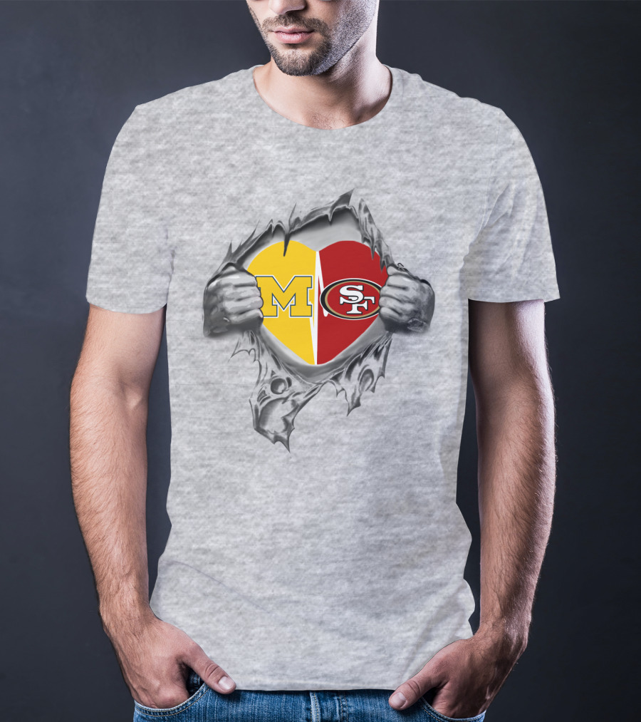 M SF Heart Logo Rip 49Ers Michigan T-Shirt