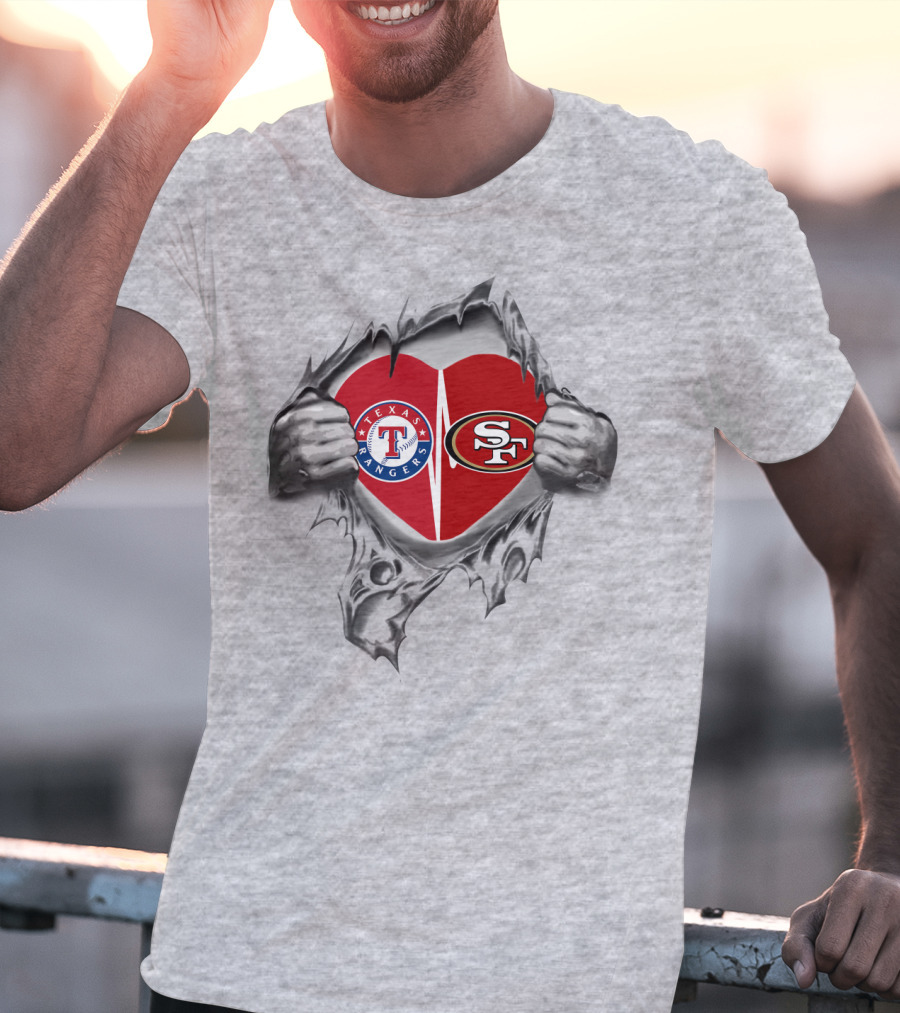 49Ers San Francisco Heart Texas Rangers T-Shirt