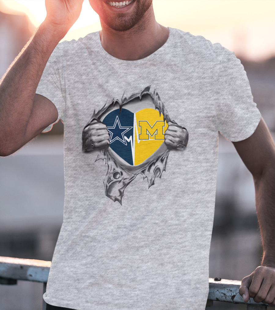 Dallas Cowboys Michigan Wolverines Heart T-Shirt