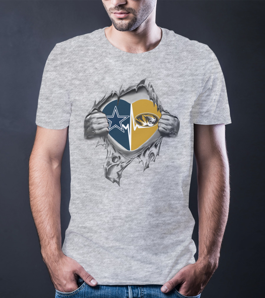 Cowboys Missouri Tigers Heartbeat Fan Passion T-Shirt