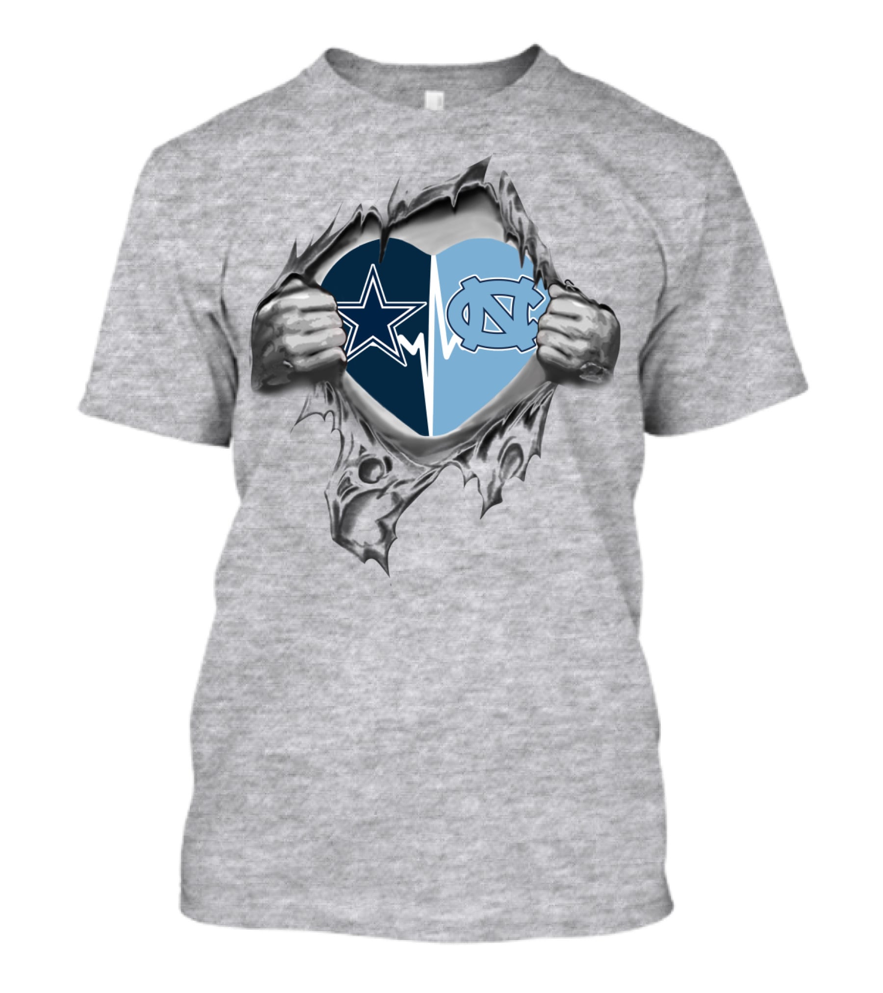Cowboys Star Tar Heels Heartbeat Loyalty T-Shirt